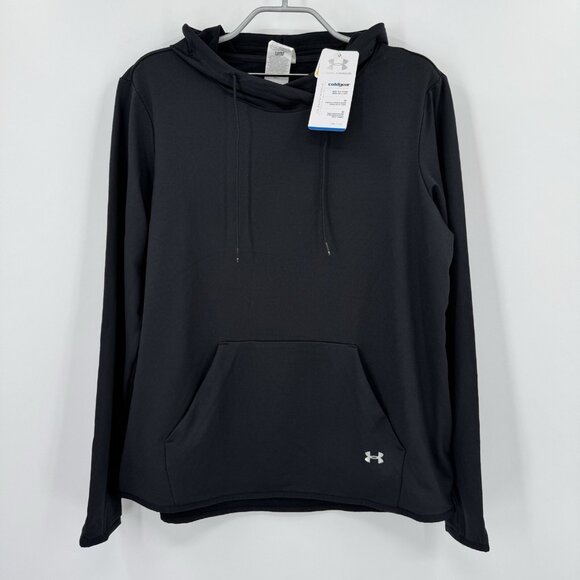 Under Armour Cold Gear Pullover Hoodie Sweatshirt M Women's Black Fleece Lined - Picture 1 of 9